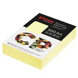 Бумага цветная для печати Комус СР желтая пастель (А4, 80 г/кв.м, 500 листов)