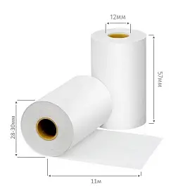 Чековая лента из термобумаги 57 мм намотка 11 м диаметр 30 мм втулка 12 мм (21 штука в упаковке)