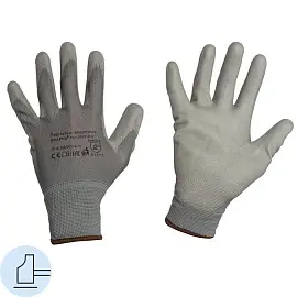 Перчатки защитные Scaffa Базис PU1350P-DG нейлоновые с полиуретановым покрытием серые (13 класс, размер 10, XL)