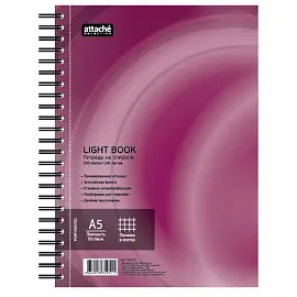 Бизнес-тетрадь Attache Selection LightBook А5 100 листов бордовая в клетку на спирали (160х204 мм)