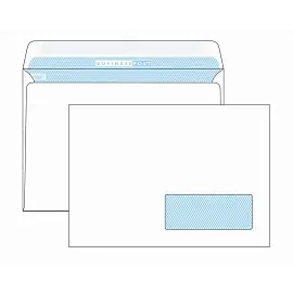 Конверт BusinessPost C5 90 г/кв.м белый стрип с внутренней запечаткой с правым окном (1000 штук в упаковке)