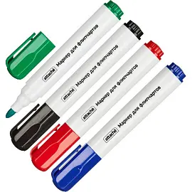Набор маркеров для бумаги для флипчартов Attache 4 цвета (толщина линии 2-3 мм) круглый наконечник