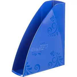 Лоток вертикальный для бумаг 85 мм Комус Art Deco пластиковый синий