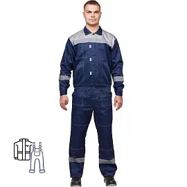 Костюм рабочий летний мужской Л20-КПК с СОП синий/серый (размер 64-66, рост 194-200)