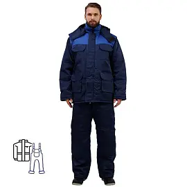 Костюм рабочий зимний мужской з12-КПК синий/васильковый (размер 44-46, рост 158-164)