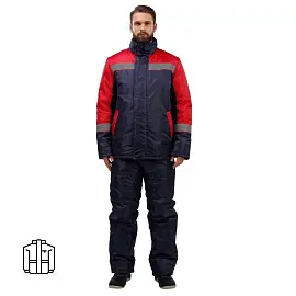 Куртка рабочая зимняя мужская з38-КУ с СОП темно-синяя/красная (размер 56-58, рост 182-188)