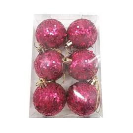 Украшение новогоднее подвесное Шары фиолет с пайтками, 6 шт 5x5x5см 91067