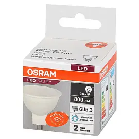 Лампа светодиодная Osram LED Value MR16 спот 10Вт GU5.3 6500K 800Лм 220В 4058075582668