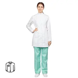 Блуза медицинская женская удлиненная м13-БЛ с длинным рукавом белая (размер 56-58, рост 158-164)