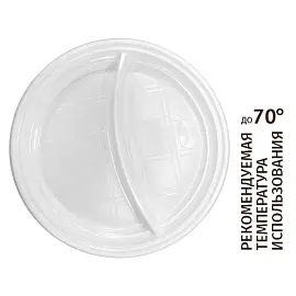 Тарелка одноразовая пластиковая Стиролпласт 2-х секционная 205 мм белая (100 штук в упаковке)