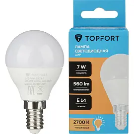 Лампа светодиодная Topfort E14 7W 2700K шар