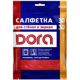 Салфетка хозяйственная Dora микрофибра 30х30 см 200 г/кв.м красная