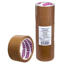 Клейкая лента упаковочная Attache 48 мм x 60 м 40 мкм коричневая (6 штук в упаковке)