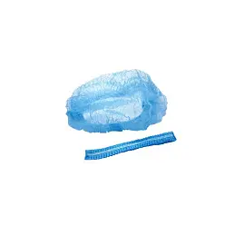 Шапочка одноразовая Шарлотта плиссе, синяя (25 штук в упаковке)