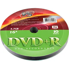 Носители информации DVD+R 4,7 GB 16x,  VS, 10шт/уп