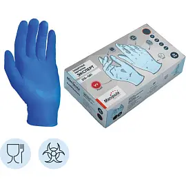 Перчатки одноразовые Manipula Эксперт DG-081 виниловые неопудренные синие (размер 9 L, 100 штук/50 пар в упаковке)