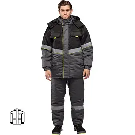 Куртка рабочая зимняя мужская з43-КУ с СОП серая/черная (размер 60-62, рост 170-176)