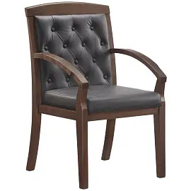 Конференц-кресло Easy Chair 422 черный/орех (рециклированная кожа с компаньоном, дерево темный орех)
