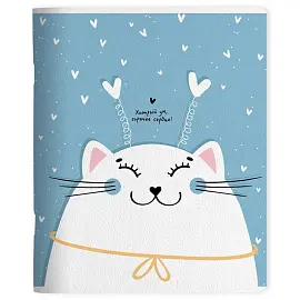Тетрадь общая Be Smart Mur-Mur А5 48 листов в клетку на скрепке (обложка с рисунком добрый кот, матовая ламинация)