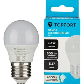Лампа светодиодная Topfort E27 10W 4000K шар