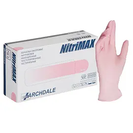 Перчатки медицинские смотровые нитриловые NitriMax нестерильные неопудренные размер L (8-9) розовые (100 штук в упаковке)