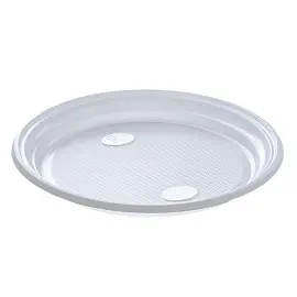 Тарелка одноразовая пластиковая 210 мм белая 750 штук в упаковке