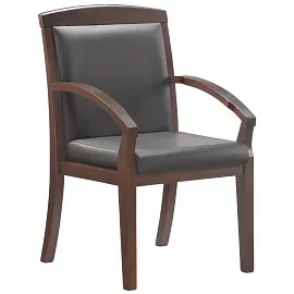 Конференц-кресло Easy Chair 421 черный/орех (рециклированная кожа с компаньоном, дерево орех)
