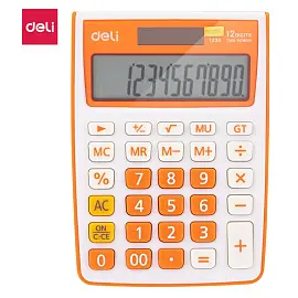 Калькулятор настольный Deli E1238 12-разрядный оранжевый 145x105x27 мм