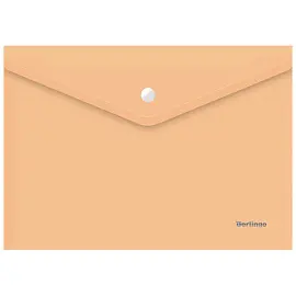 Папка-конверт на кнопке Berlingo "Starlight" А4, 180мкм, прозрачная оранжевая, индив. ШК