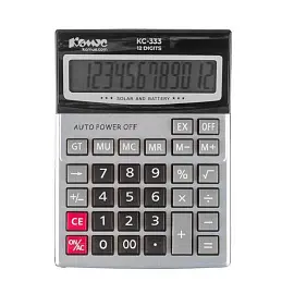 Калькулятор настольный Комус КС-333 12-разрядный серебристый 170x125x38 мм