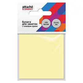 Стикеры Attache Economy 51x51 мм пастельный желтый (1 блок, 100 листов)