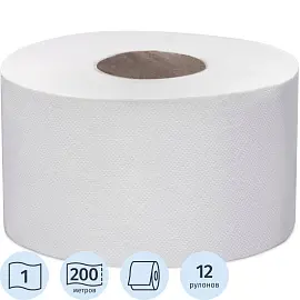Бумага туалетная в рулонах Focus Eco Jumbo 1-слойная 12 рулонов по 200 метров (артикул производителя 5050784)