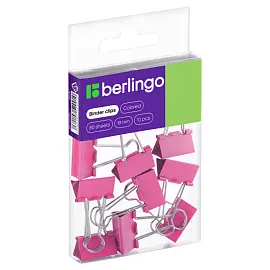 Зажимы для бумаг 19мм, Berlingo, 10шт., цветные, ПВХ упак., европодвес, розовые