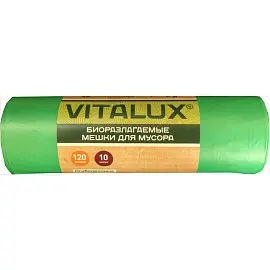 Мешки для мусора на 120 л Концепция Быта VitaLux Bio зеленые (ПНД, 17 мкм, 10 штук в рулоне, 70x105 см)