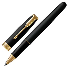 Ручка-роллер Parker "Sonnet Matte Black GT" черная, 0,8мм, подарочная упаковка