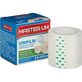 Пластырь фиксирующий Master Uni 4x500 см полимерная основа