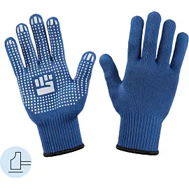 Перчатки рабочие защитные трикотажные с ПВХ покрытием синие (6 нитей, 10 класс, универсальный размер)