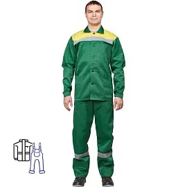 Костюм рабочий летний мужской л02-КПК с СОП зеленый/желтый (размер 68-70, рост 170-176)