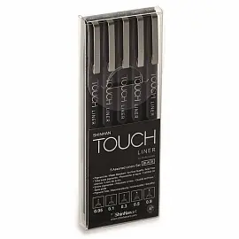 Набор линеров Touch Liner черные (толщина линии 0.05-0.8 мм, 5 штук в упаковке)