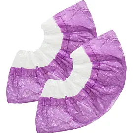 Бахилы одноразовые полиэтиленовые EleGreen текстурированные 3.5 г белые/фиолетовые (50 пар в упаковке)