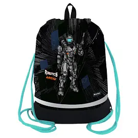 Мешок для обуви 1 отделение Berlingo "Robotics gaming", 400*480мм, расширяющееся дно, светоотражающая лента, карман на молнии