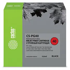 Картридж струйный CACTUS (CS-PG40) для CANON Pixma iP1200/1600/MP150/160/170, черный