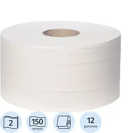 Бумага туалетная в рулонах Focus Jumbo Premium 2-слойная 12 рулонов по 150 метров (артикул производителя 5060405)