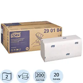 Полотенца бумажные листовые Tork 290184 Advanced H3 ZZ-сложения 2-слойные 20 пачек по 200 листов