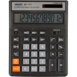 Калькулятор настольный Attache AF-777 12-разрядный черный 200x155x38 мм