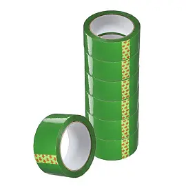 Клейкая лента упаковочная 48 мм х 66 м 45 мкм зеленая (6 штук в упаковке)