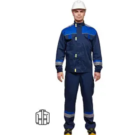 Куртка рабочая летняя мужская л24-КУ с СОП синий/васильковый (размер 48-50, рост 170-176)