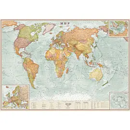 Настенная карта Мира политическая 1:17 000 000 экодизайн