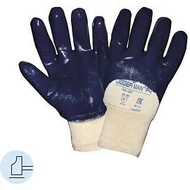 Перчатки рабочие защитные Diggerman РЧ хлопковые с нитрильным покрытием синие (размер 9, L)