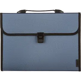 Папка-портфель пластиковая Deli А4 синяя (350x45x270 мм, 12 отделений)